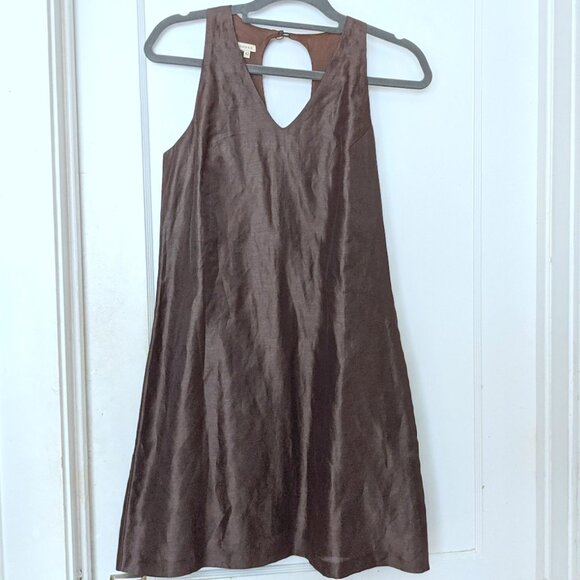 Inrorose Made in Italy Boutique Linen Midi Dress Chocolate Size EUR 42 US S - Picture 1 of 5